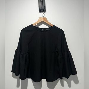 Who What Wear Black Bell Sleeve Blouse S